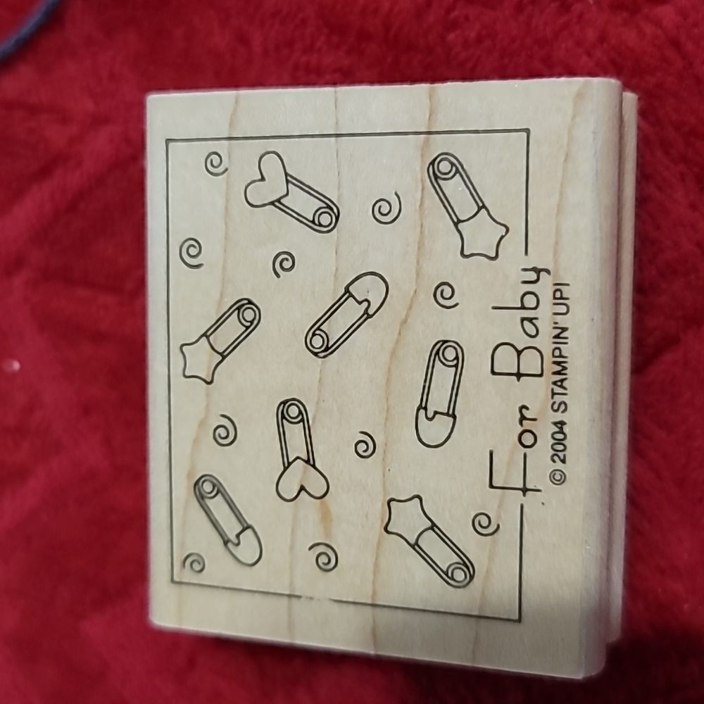 Inkadinkado For Baby phrase with diaper pins Wooden Rubbe…